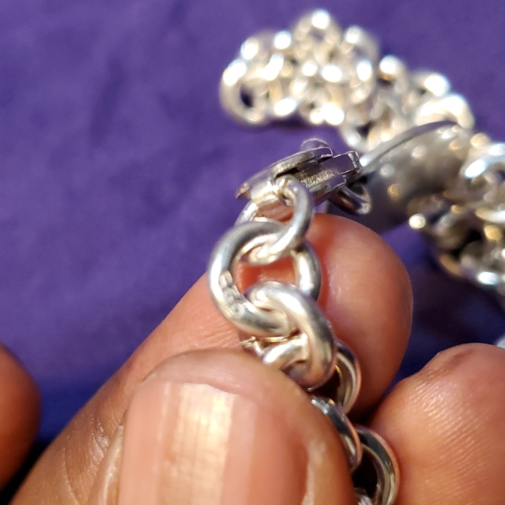 Silver Toggle Necklace with oval Pendant - Picture 10 of 16